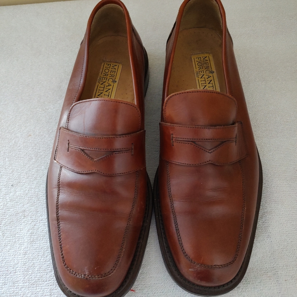 Mercanti Fiorentini Brown Leather Penny Loafers Dress Shoes Men's Size 10.5